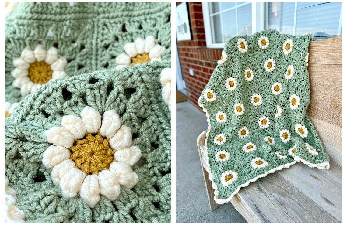 🌻Sunflower Crocheted Blanket Pattern | Cozy & Boho Design