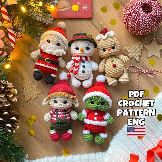 Christmas Crochet Pattern Set | 5 Adorable Ornaments in One PDF | Easy Holiday Crochet Tutorial (Instant Download)