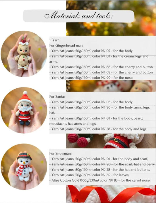 Christmas Crochet Pattern Set | 5 Adorable Ornaments in One PDF | Easy Holiday Crochet Tutorial (Instant Download)