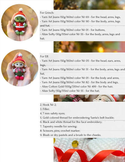 Christmas Crochet Pattern Set | 5 Adorable Ornaments in One PDF | Easy Holiday Crochet Tutorial (Instant Download)